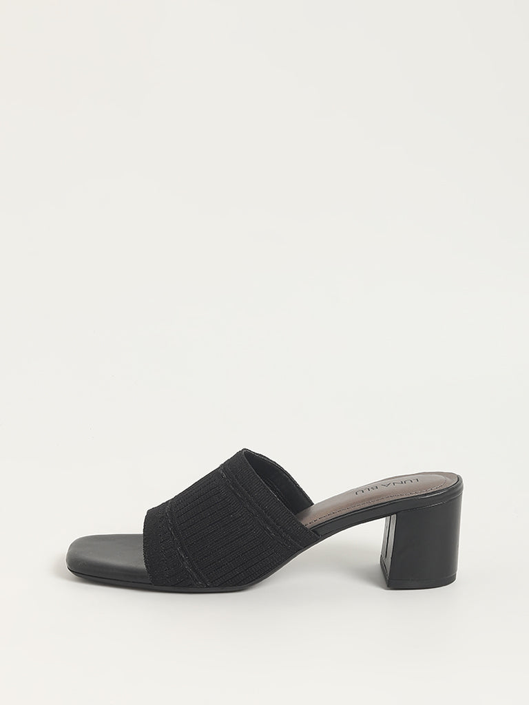 LUNA BLU Black Knitted Heel Sandals