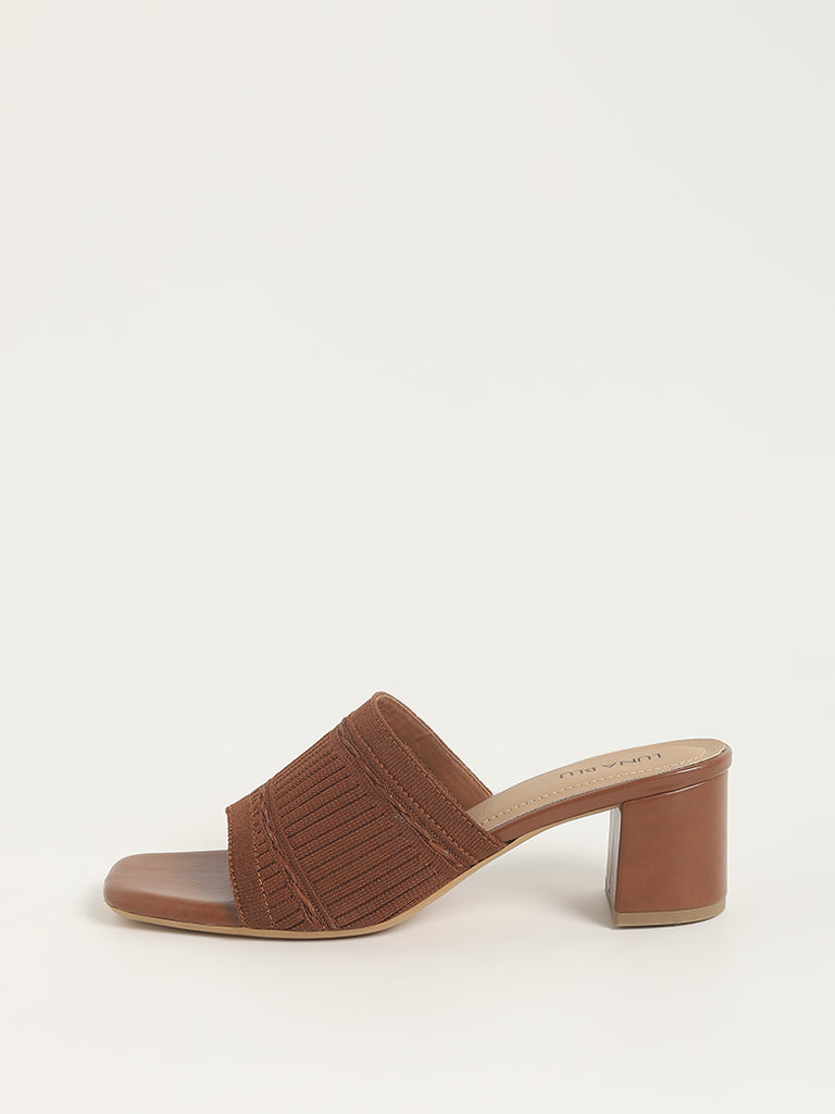 LUNA BLU Brown Knitted Heel Sandals