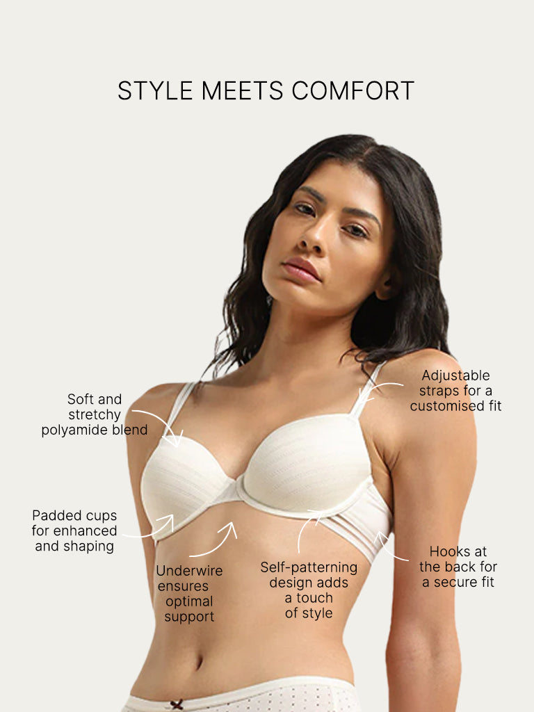 Wunderlove Ivory Ribbed Padded Underwired Bra