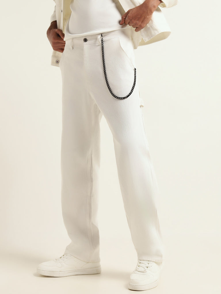 Nuon White Relaxed Fit Cargo Pants