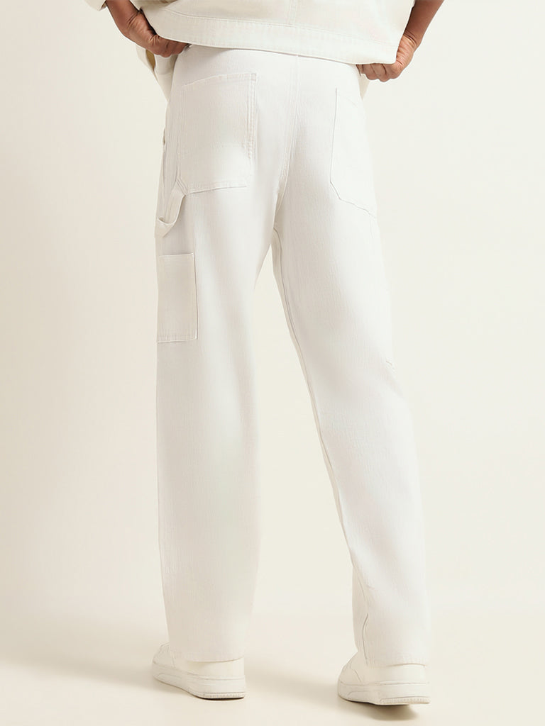 Nuon White Relaxed Fit Cargo Pants