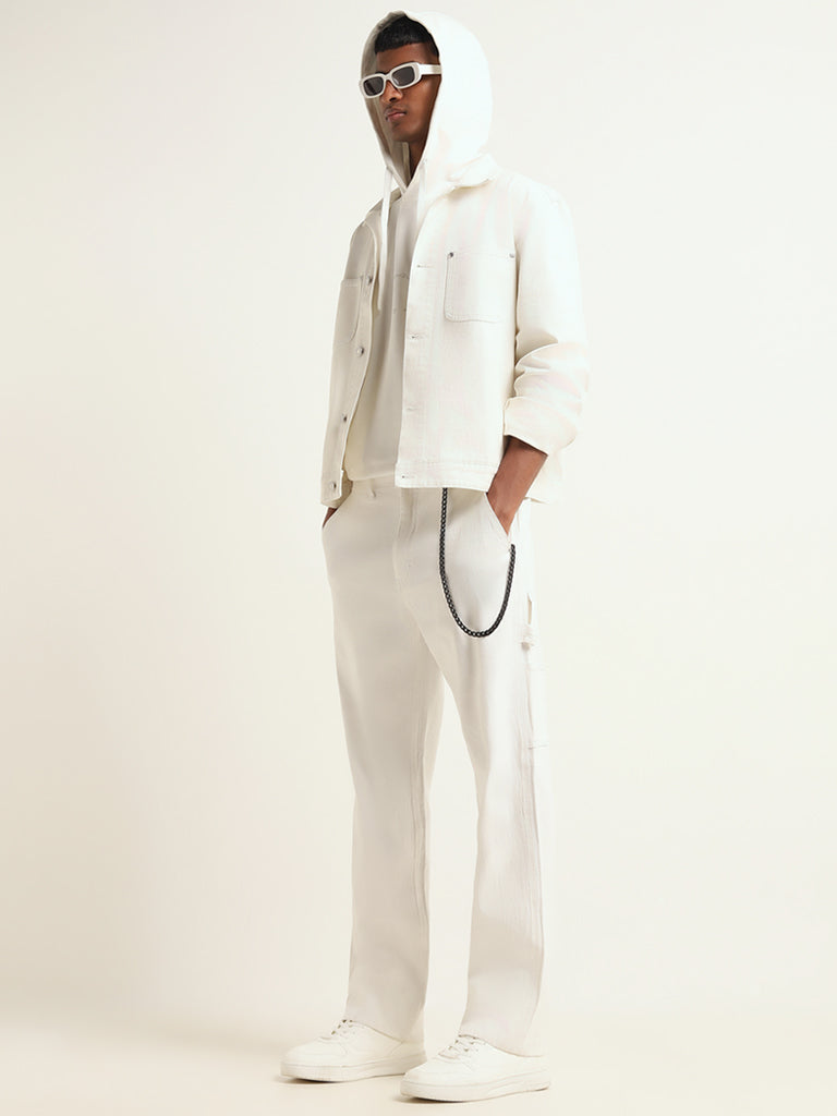 Nuon White Relaxed Fit Cargo Pants