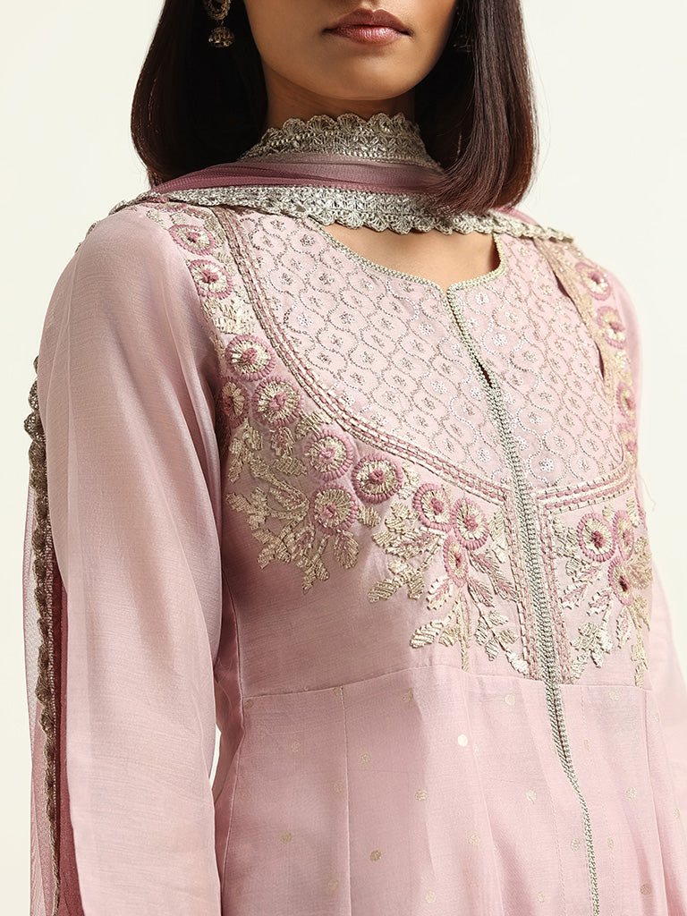 Vark Light Lilac Kurta, Skirt & Dupatta Set