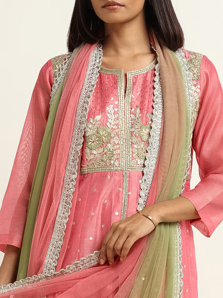 Vark Pink Kurta, Skirt & Dupatta Set