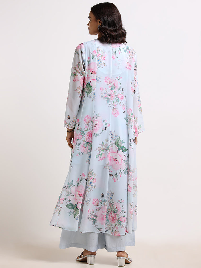 Vark Blue Floral Printed Kurta Set