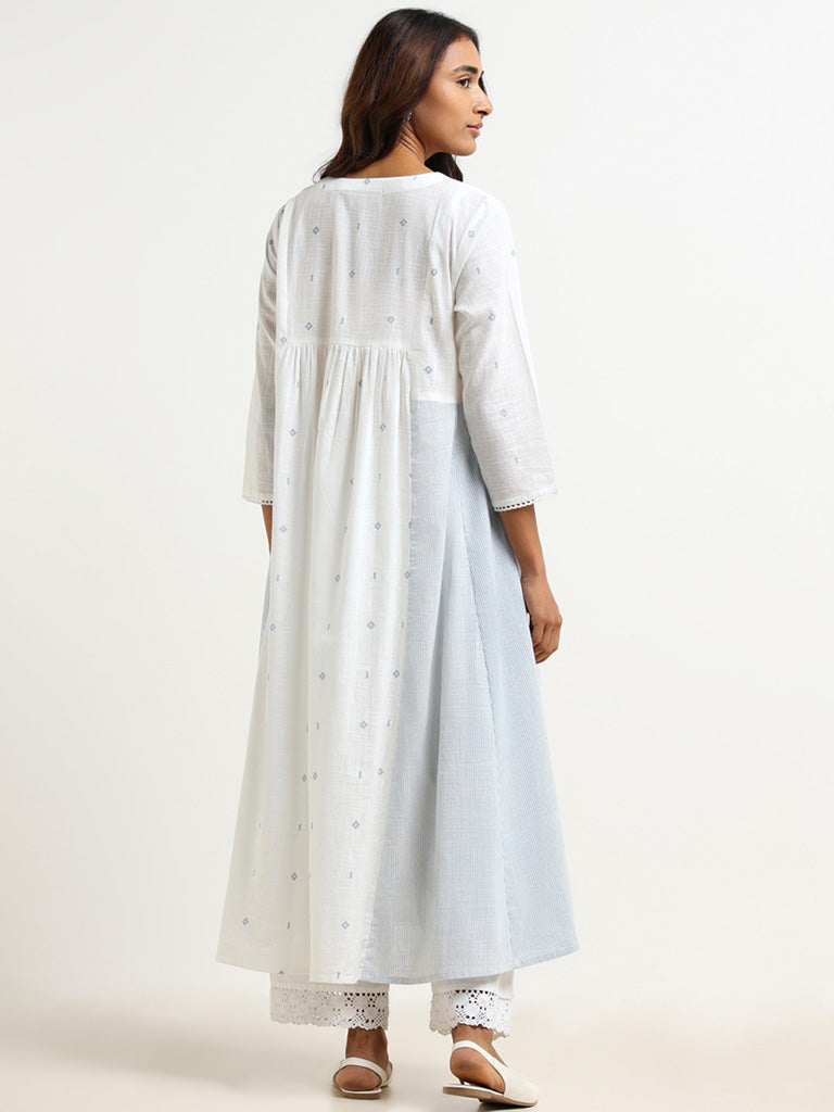 Utsa White Embroidered Cotton Kurta