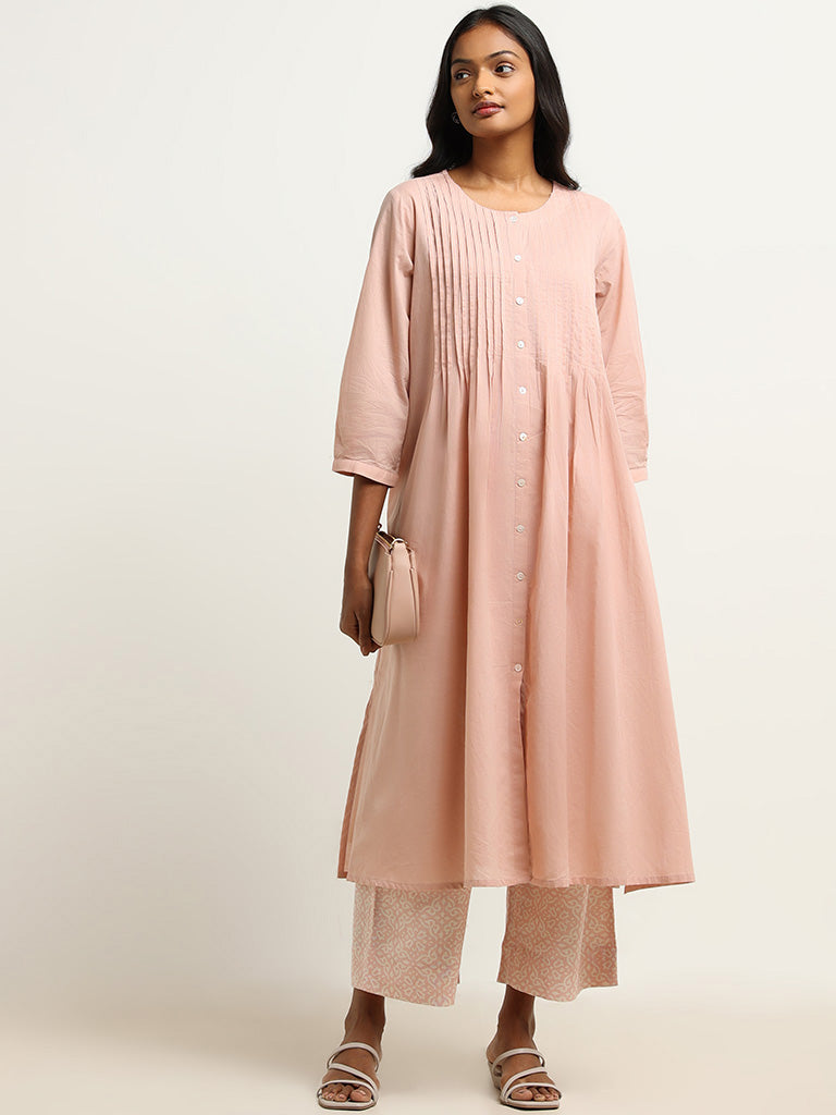 Utsa Peach Crochet Detail Kurta