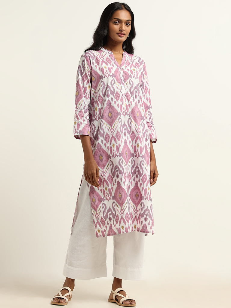 Utsa Lilac Ikkat Printed Kurta