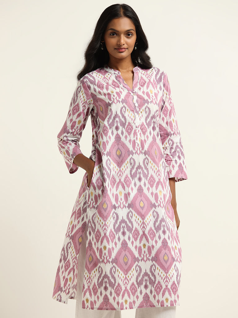 Utsa Lilac Ikkat Printed Kurta