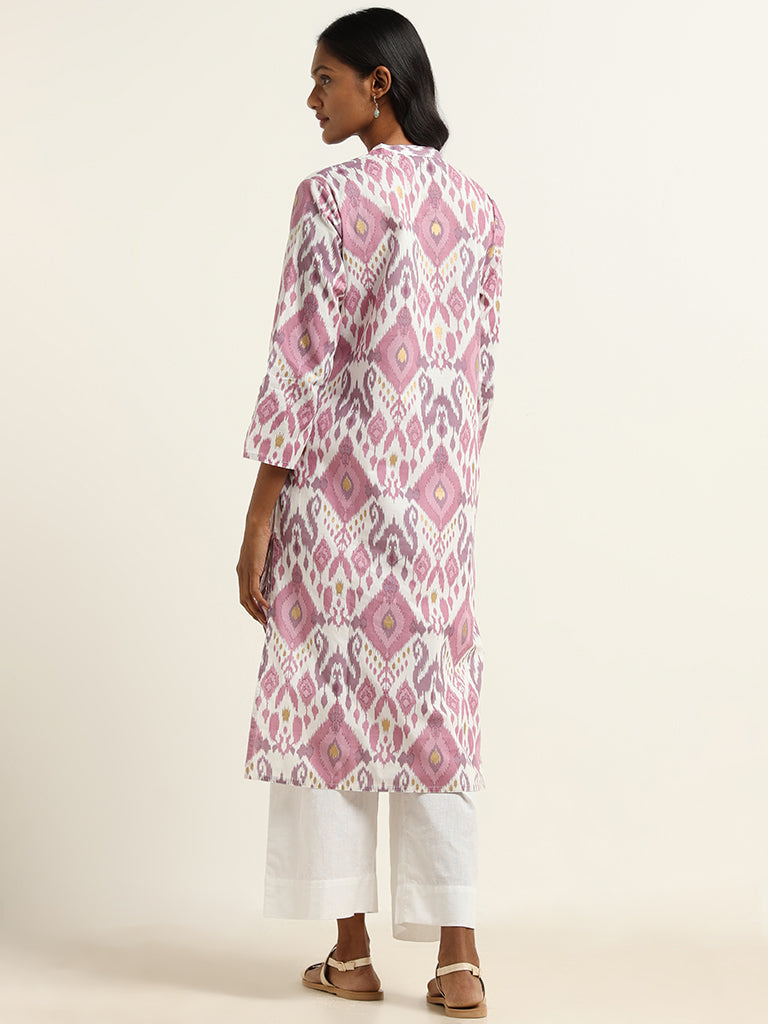 Utsa Lilac Ikkat Printed Kurta