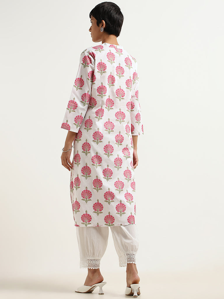 Utsa Pink Butta Print Cotton Kurta