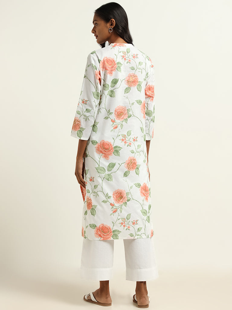 Utsa Off-White Floral Kurta