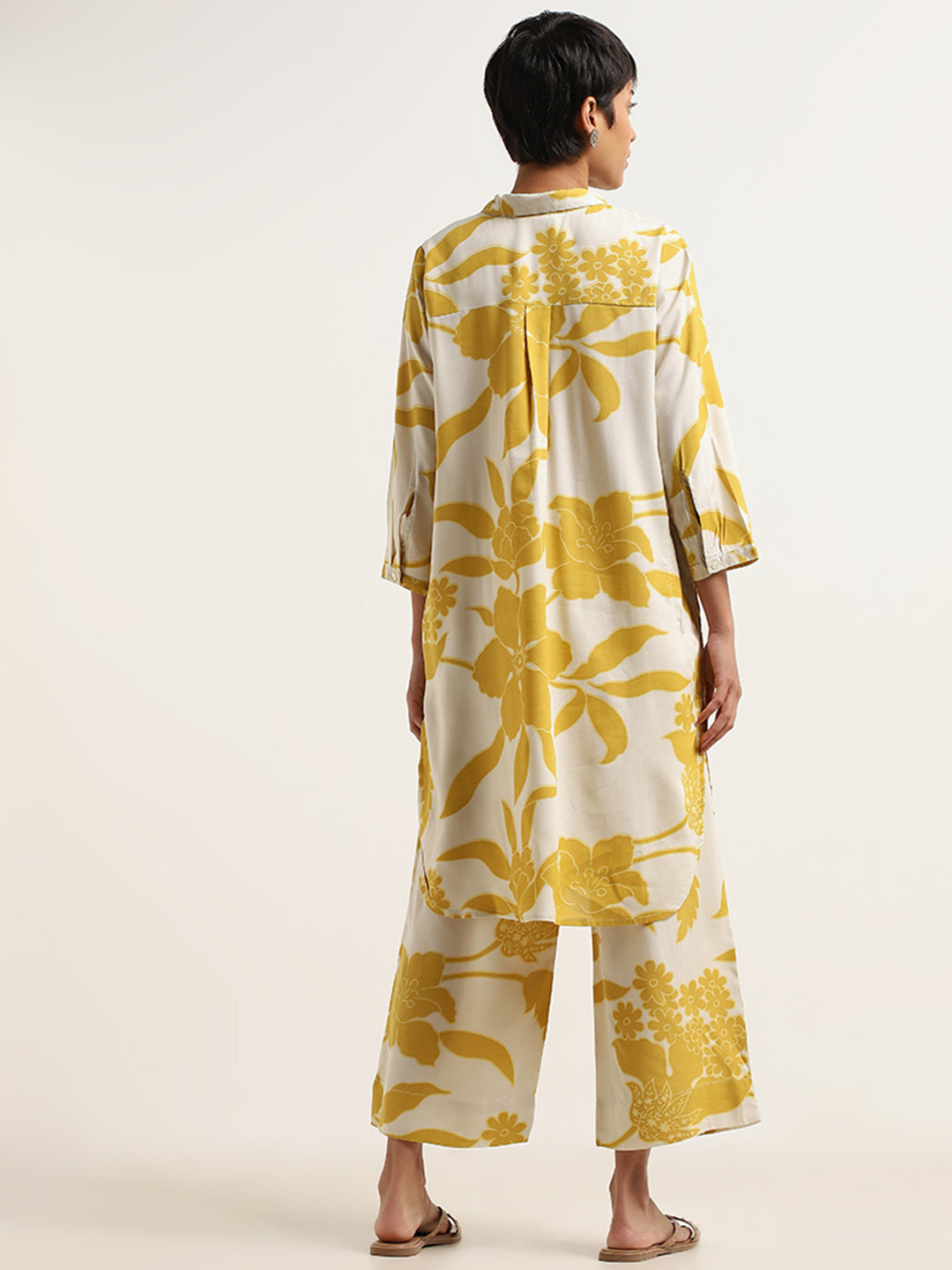 Utsa Yellow Printed Shirt Kurta