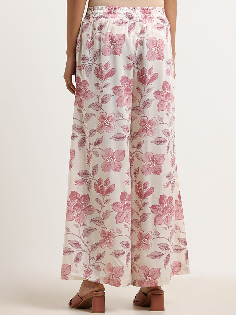 Zuba Cream Floral Palazzos