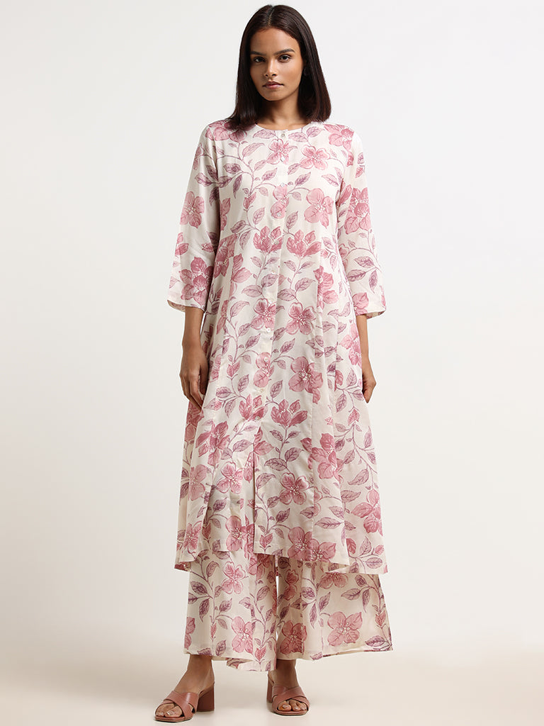 Zuba Cream Floral Palazzos