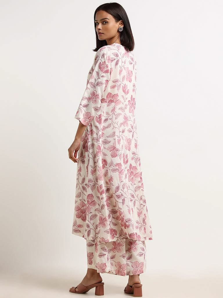 Zuba Cream Floral Kurta