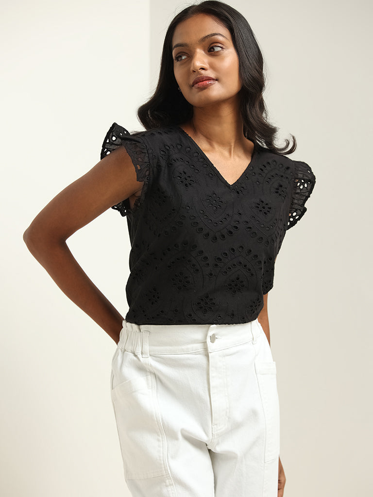 LOV Black Schiffile Cotton Top