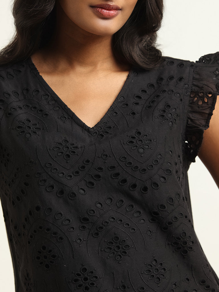 LOV Black Schiffile Cotton Top