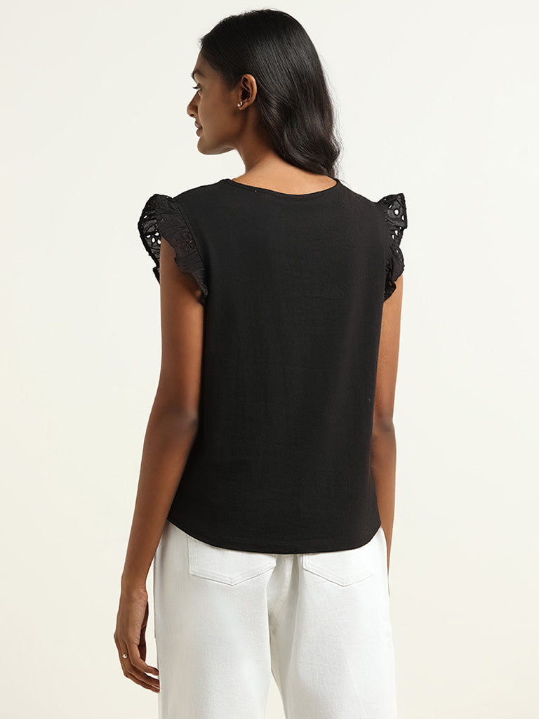 LOV Black Schiffile Cotton Top