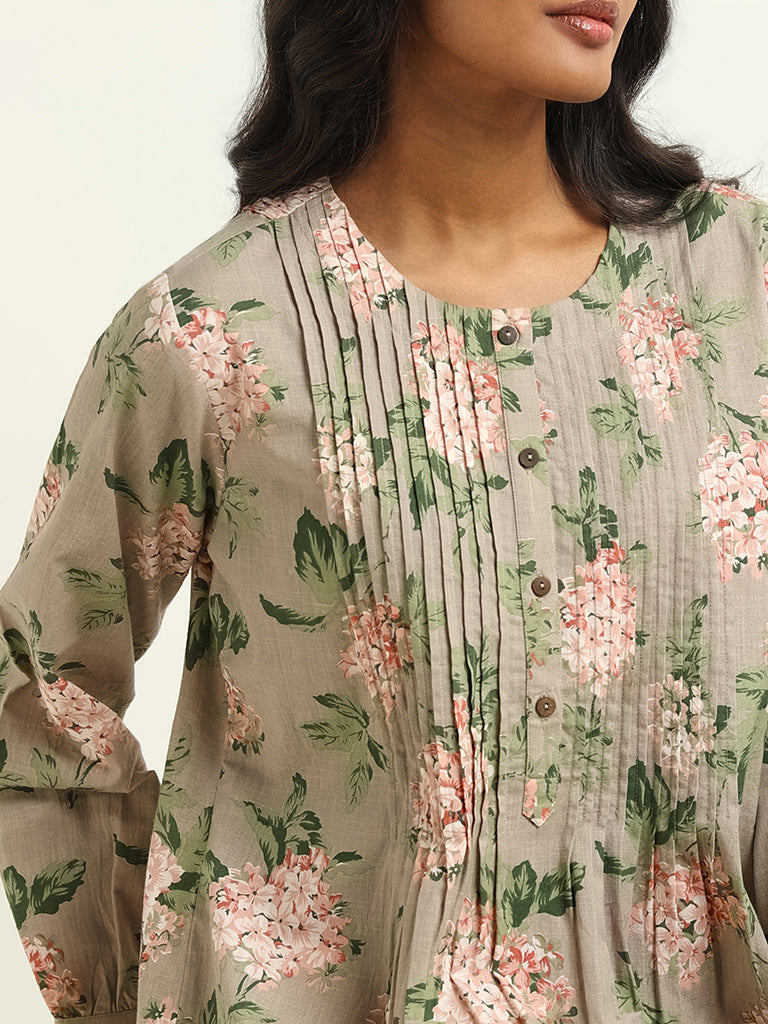 Utsa Beige Printed Kurti