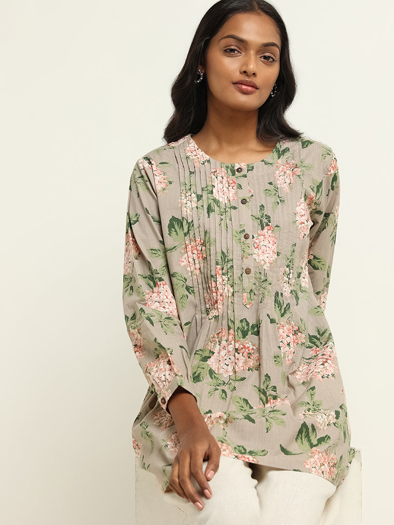 Utsa Beige Printed Kurti