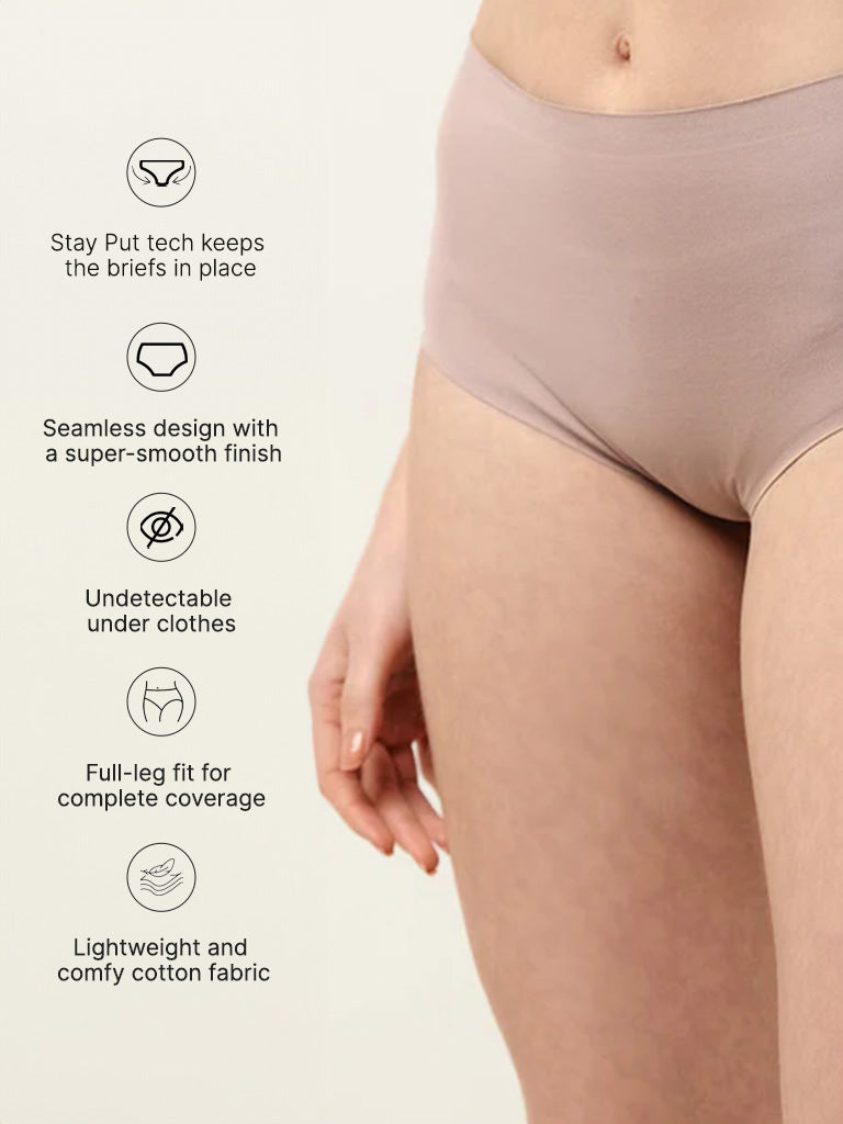 Wunderlove Beige Cotton Invisible Full Brief