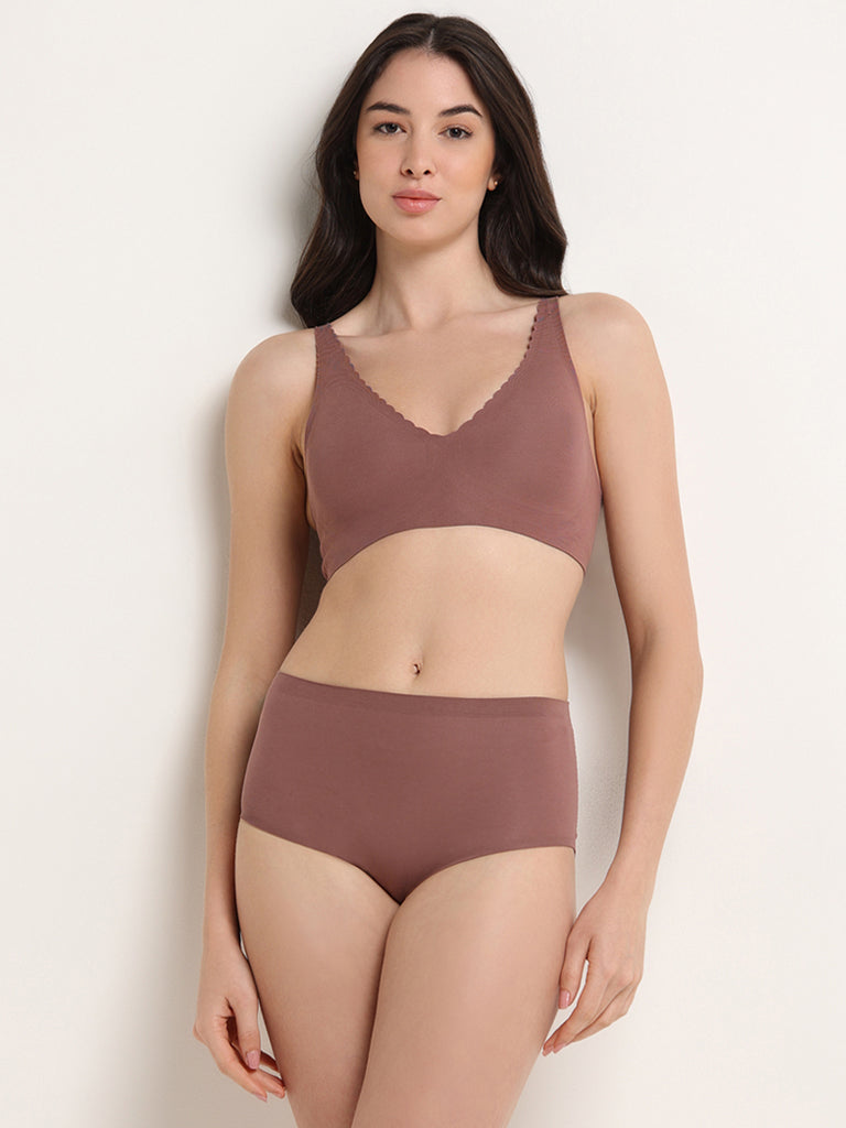 Wunderlove Rosetaupe Cotton Blend Invisible Full Brief