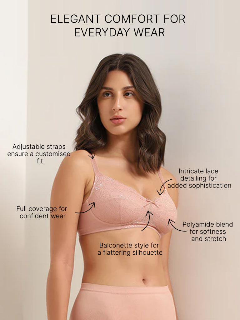 Wunderlove Peach Lace Soft Bra