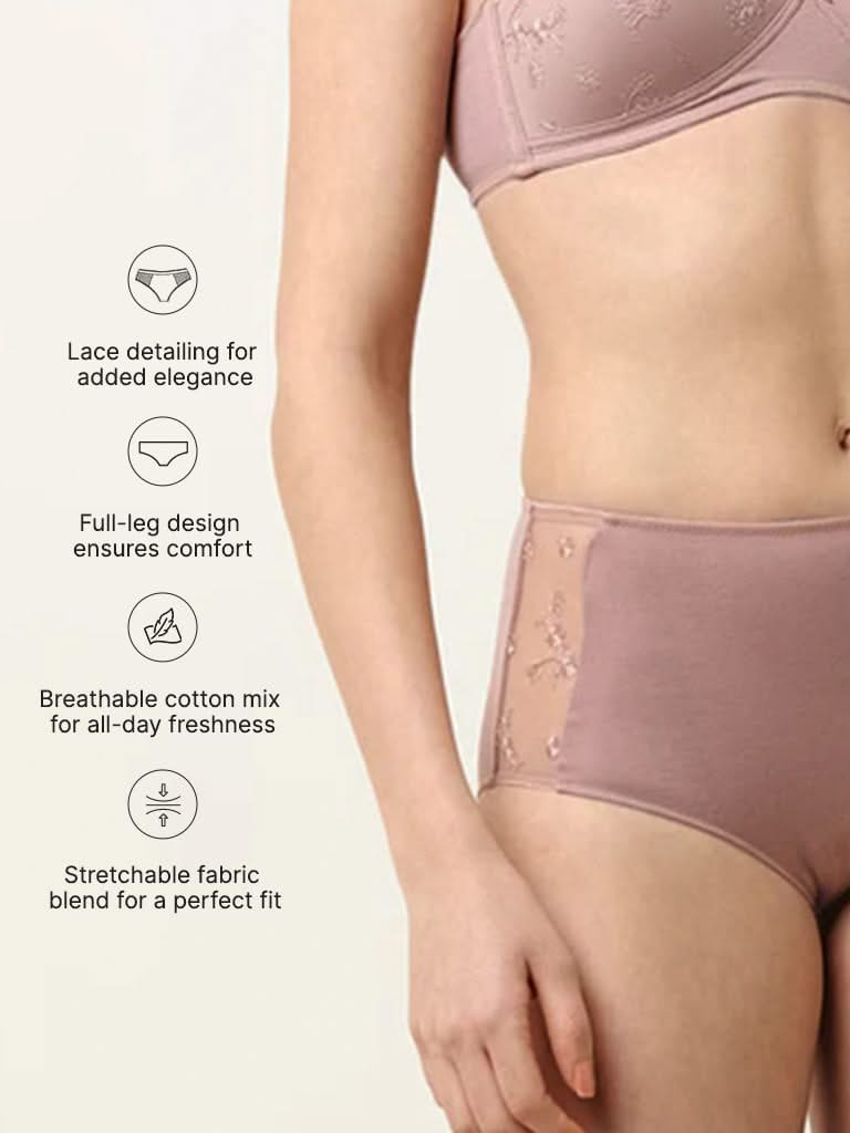 Wunderlove Brown Cotton Blend Full-Leg Brief