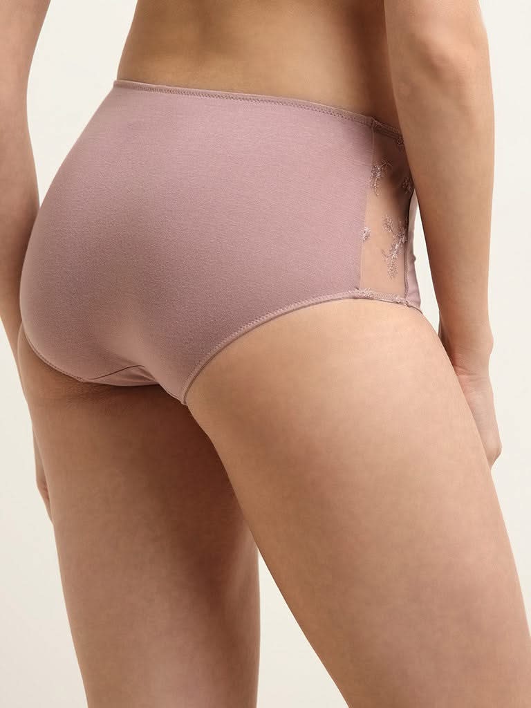 Wunderlove Brown Cotton Blend Full-Leg Brief