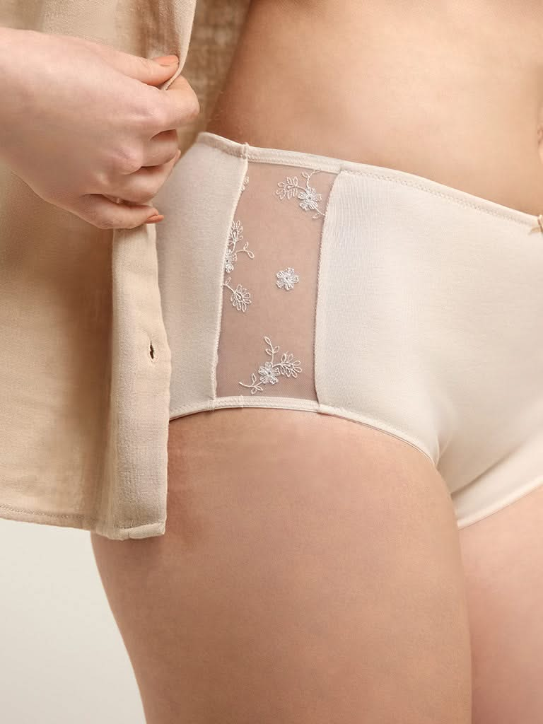 Wunderlove Cream Cotton Blend Full-Leg Brief