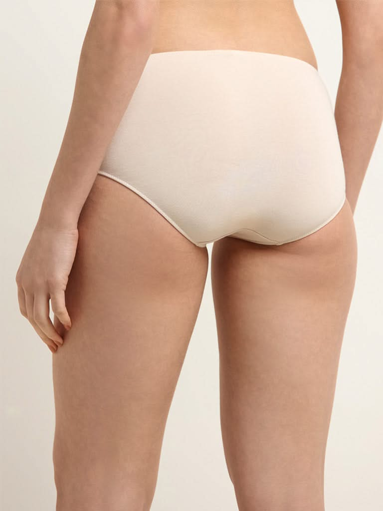 Wunderlove Cream Cotton Blend Full-Leg Brief