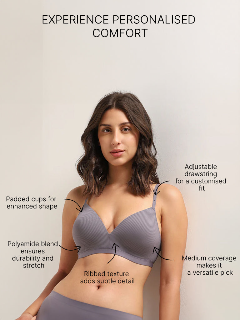 Wunderlove Grey Essentials Stripe Bra