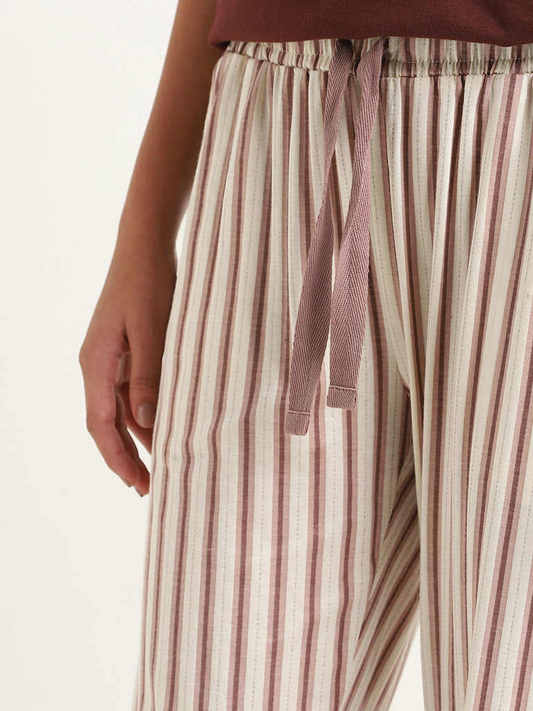 Wunderlove Ivory Striped Cotton Pyjamas