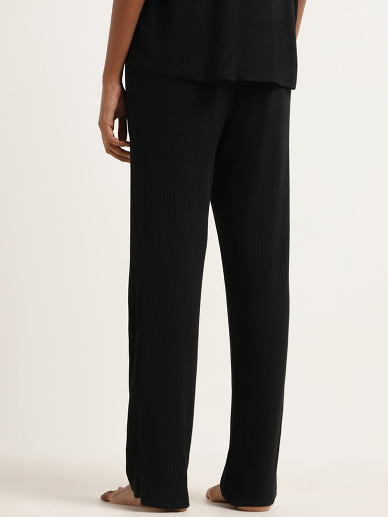 Wunderlove Black Ribbed Supersoft Trousers