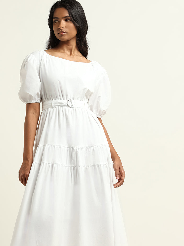 LOV White Tiered A-Line Dress