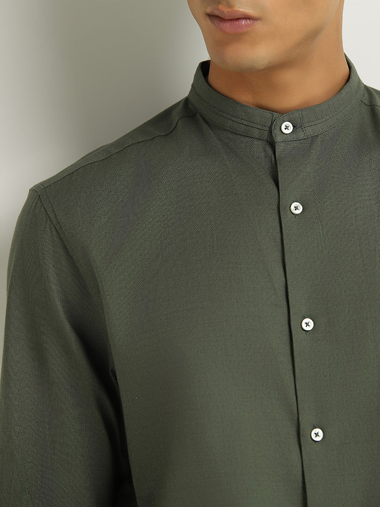 Ascot Green Cotton Relaxed Fit Shirt