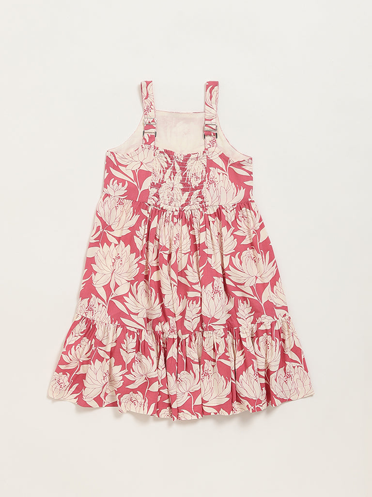 Utsa Kids Pink Printed Strappy Dress (2 - 8yrs)