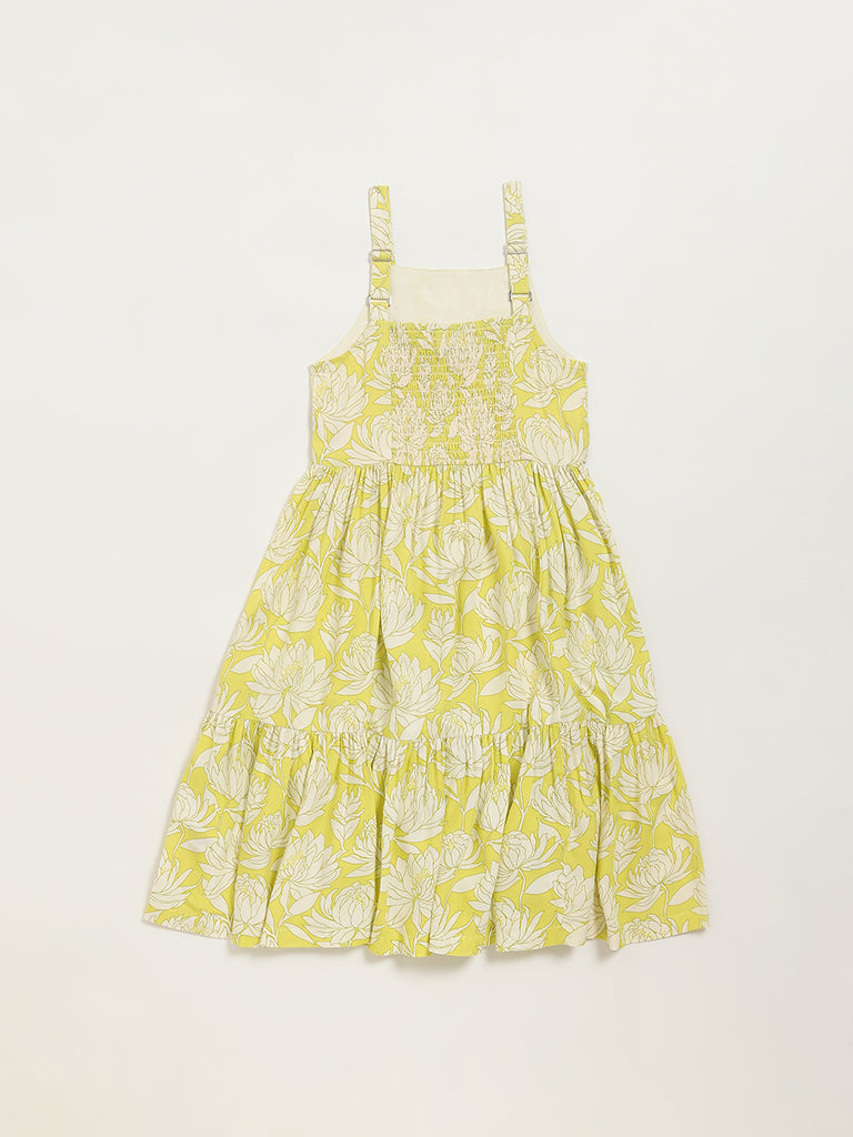 Utsa Kids Lime Printed Strappy Dress (8 -14yrs)