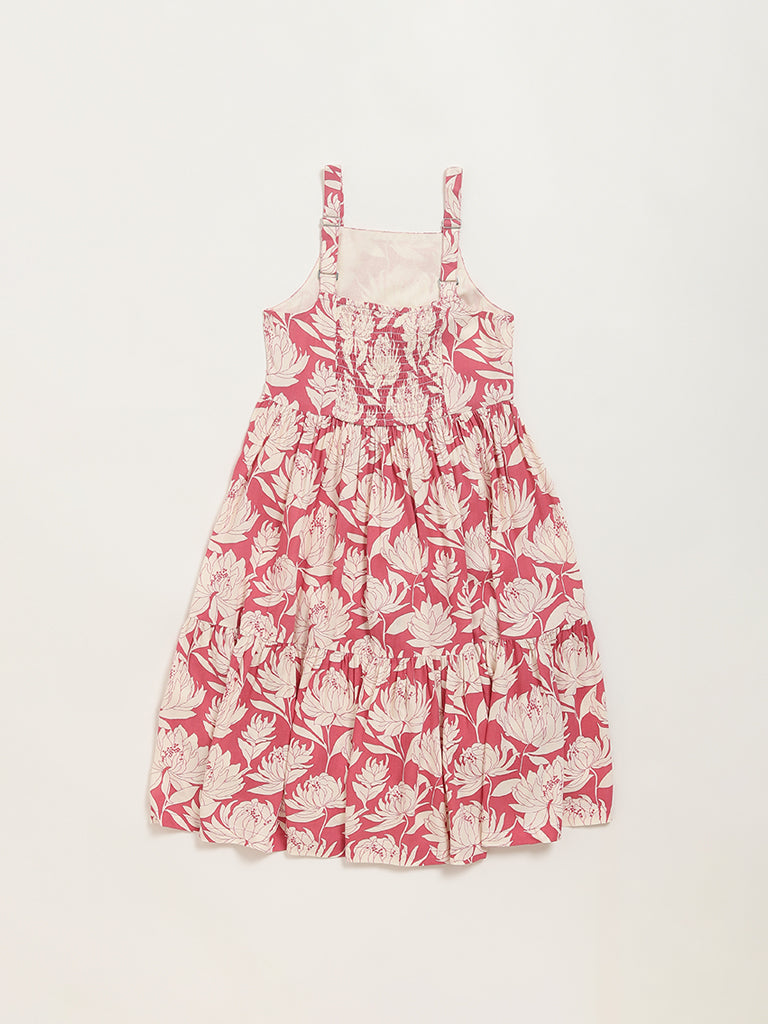 Utsa Kids Pink Printed Strappy Dress (8 -14yrs)