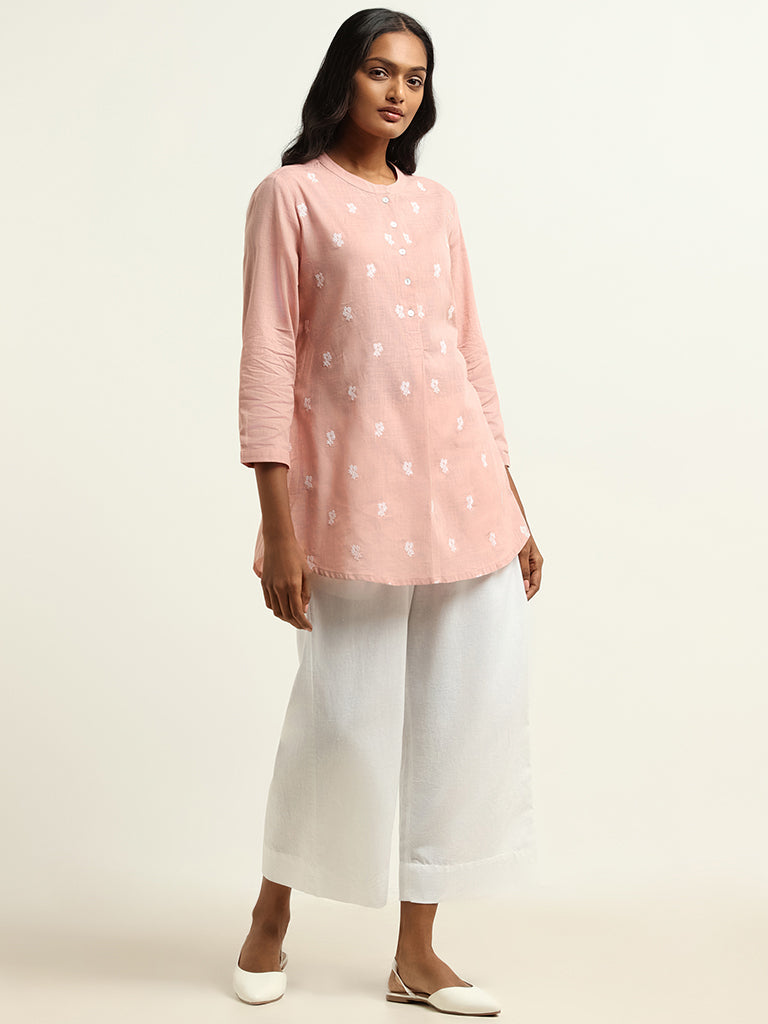 Utsa Peach Embroidered Kurti