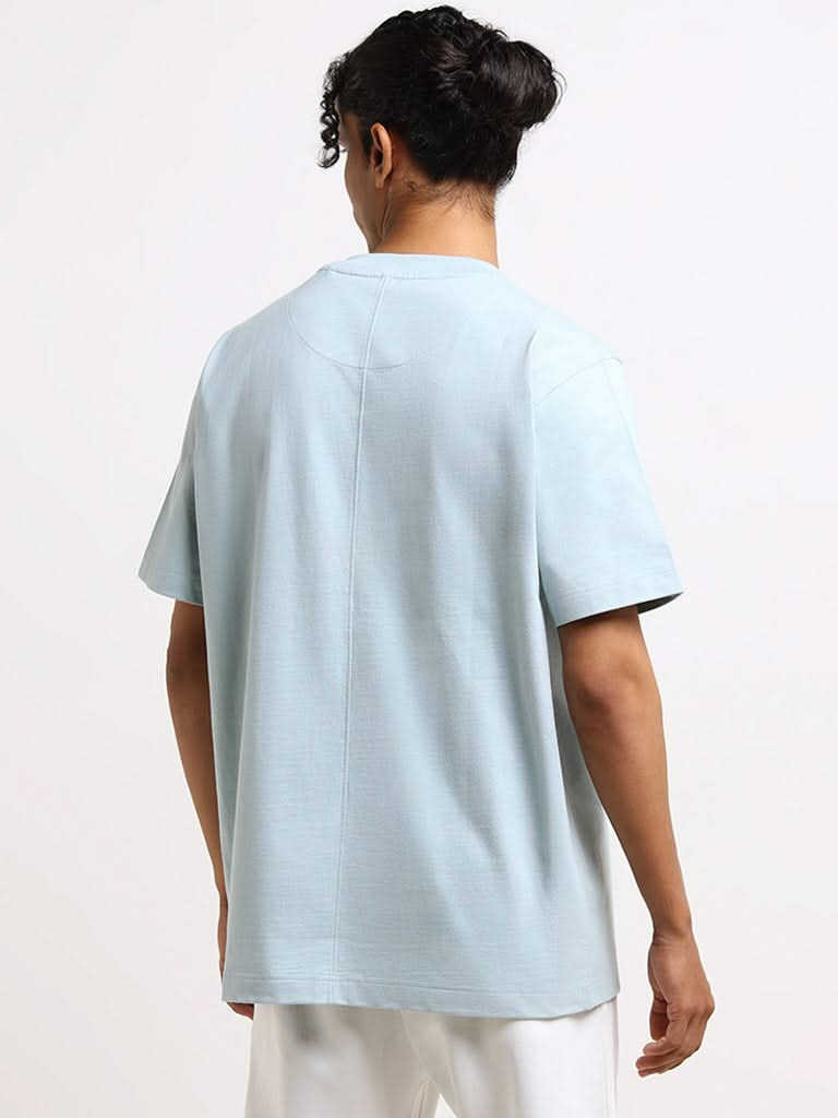 Studiofit Blue Cotton Relaxed-Fit T-Shirt