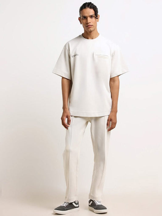 Studiofit Off-White Cotton Blend Relaxed-Fit T-Shirt