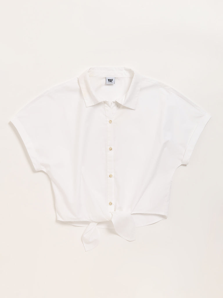 Y&F Kids White Crop Shirt