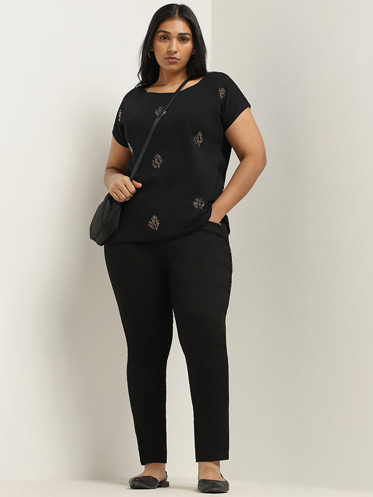 Gia Black Embroidered Top