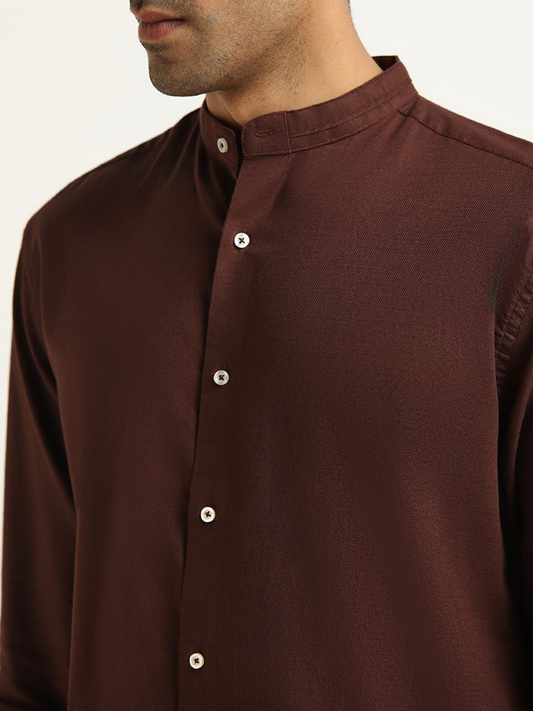 Ascot Brown Solid Relaxed-Fit Shirt