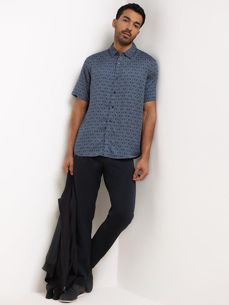 Ascot Navy Relaxed Fit Shirt