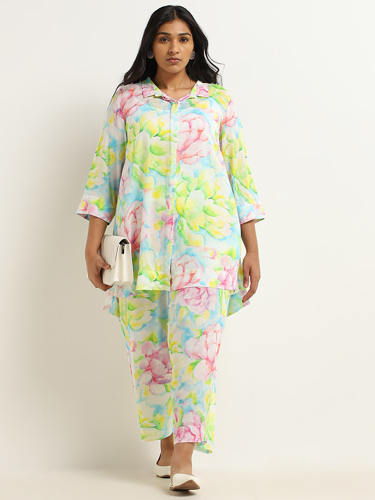 Diza Multicolor Floral Printed Cotton Tunic