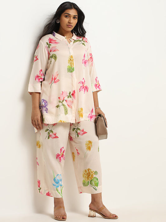 Diza Pink Floral Printed Cotton Tunic