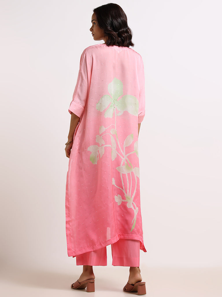 Vark Pink Printed Kaftan Set